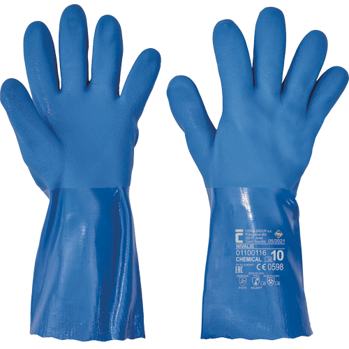 NIVALIS rukavice PVC - modré - 10