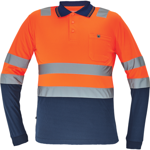 LEON HV polokošeľa dl.ruk. oranž/navy XS