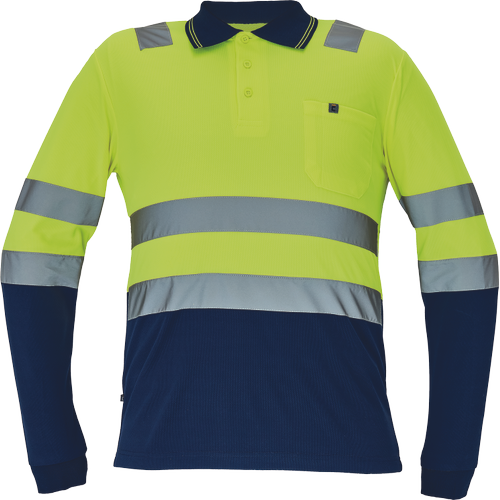 LEON HV polokošeľa dl.ruk. žltá/navy XS