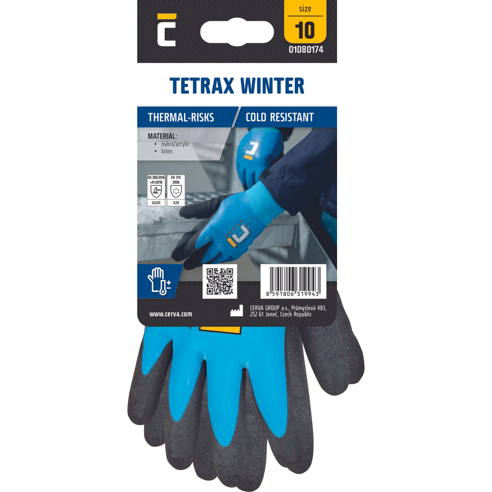 TETRAX WINTER rukav. blister mod/čier 8